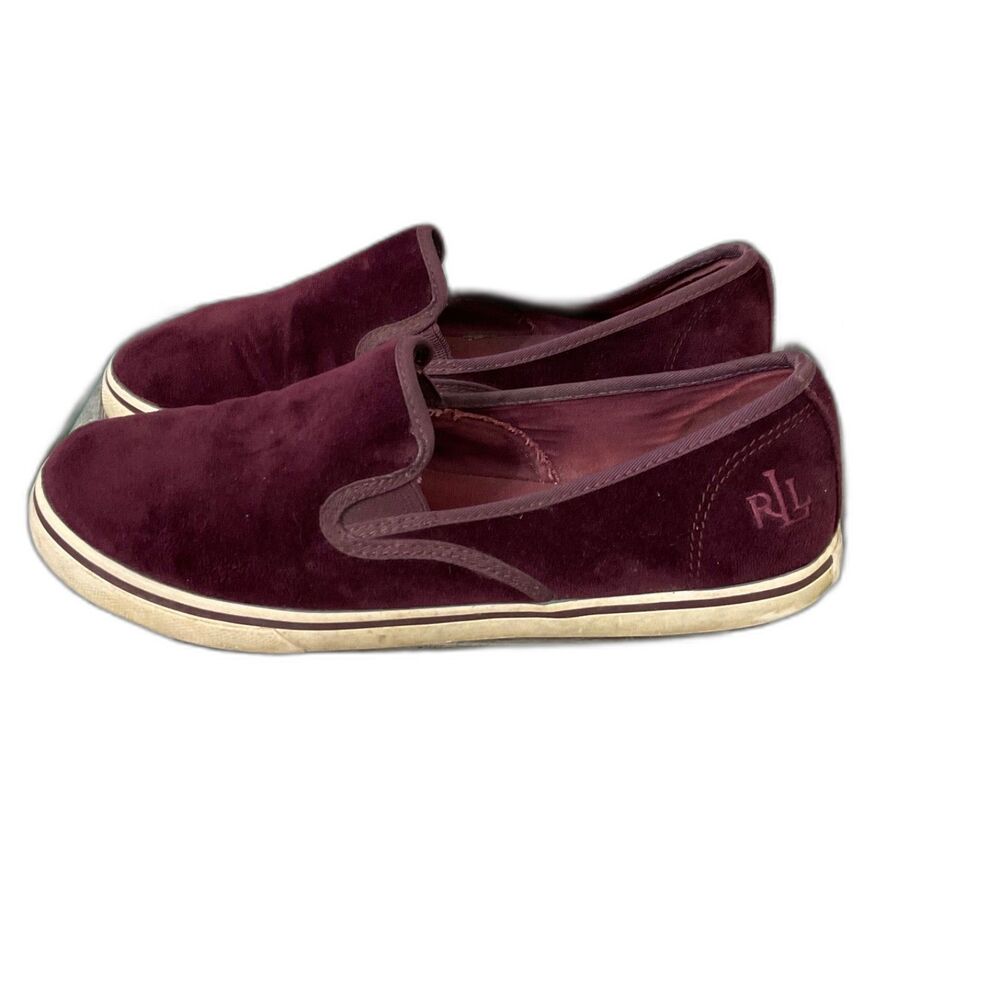 Lauren Ralph Lauren Velour Loafer shoes women’s 7B maroon Preppy, vintage?